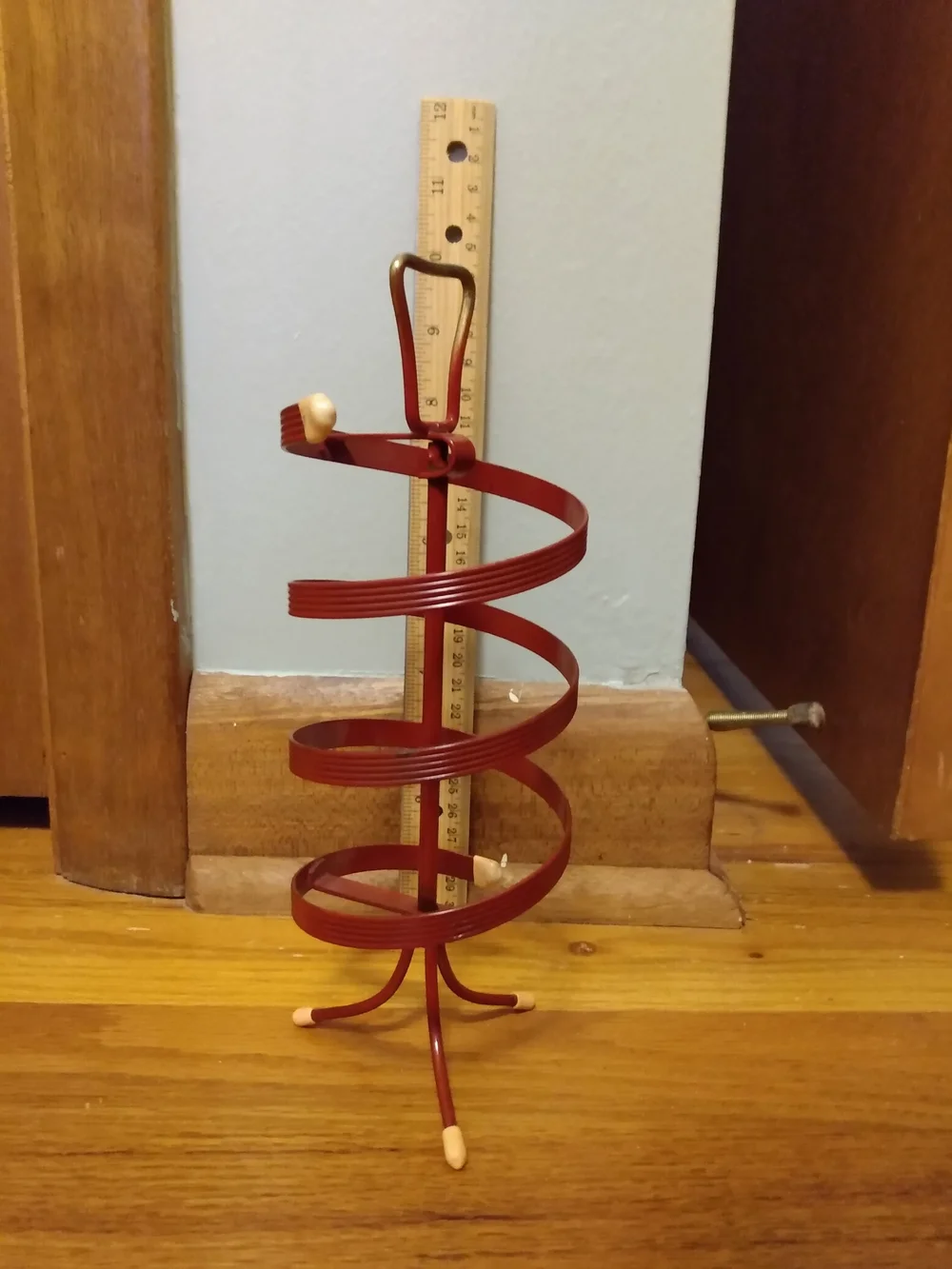 Vintage Mid Century Modern Red Spiral Rotating Clip On Earring Holder